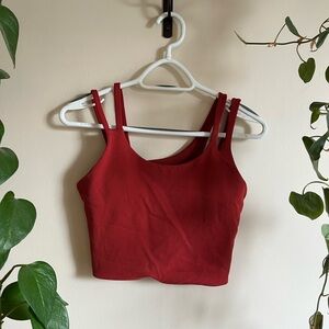 Red Ribbed Women's sports bra